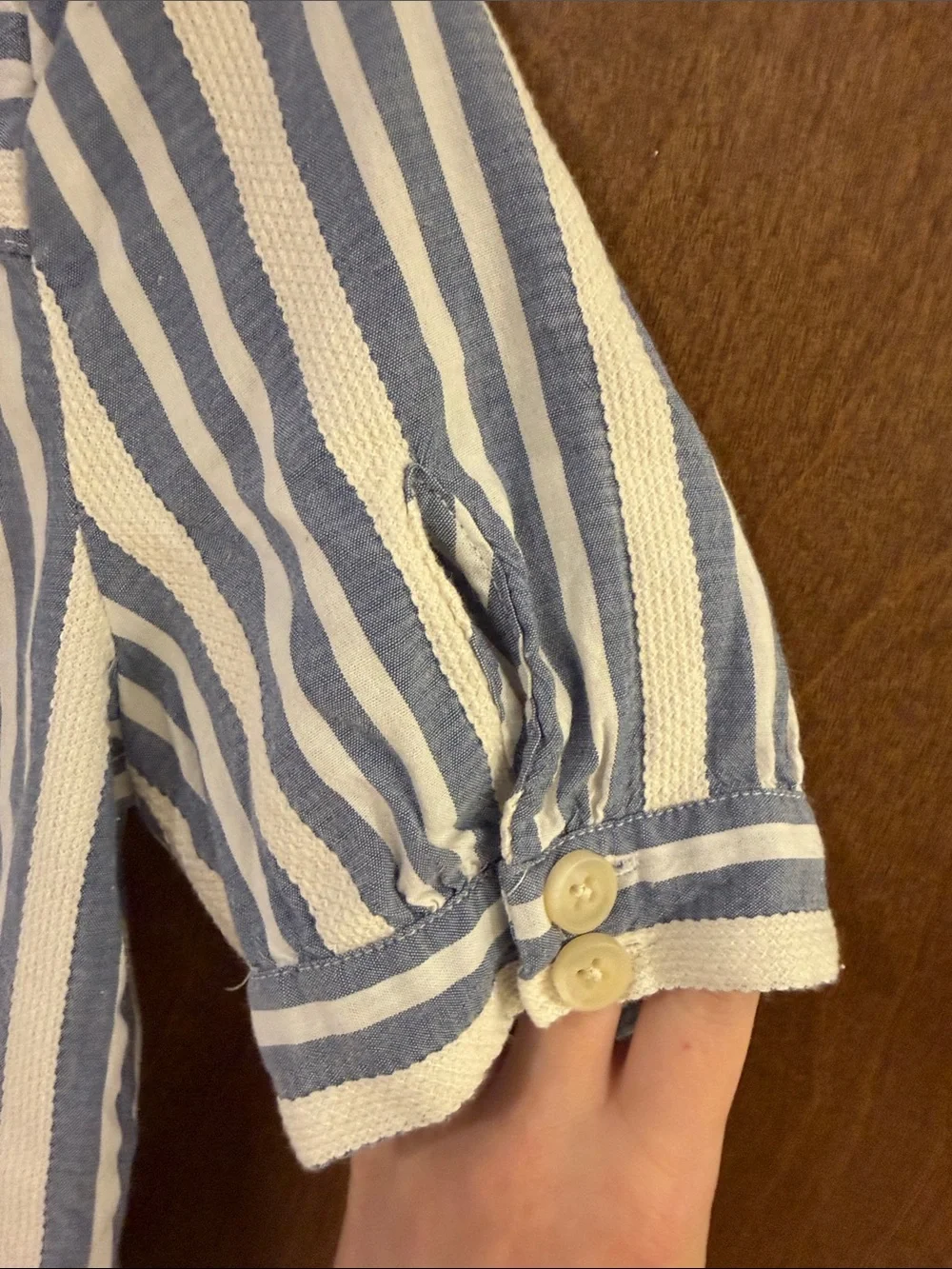 Madewell Blue & White Vertical Stripe Button-Down Blouse